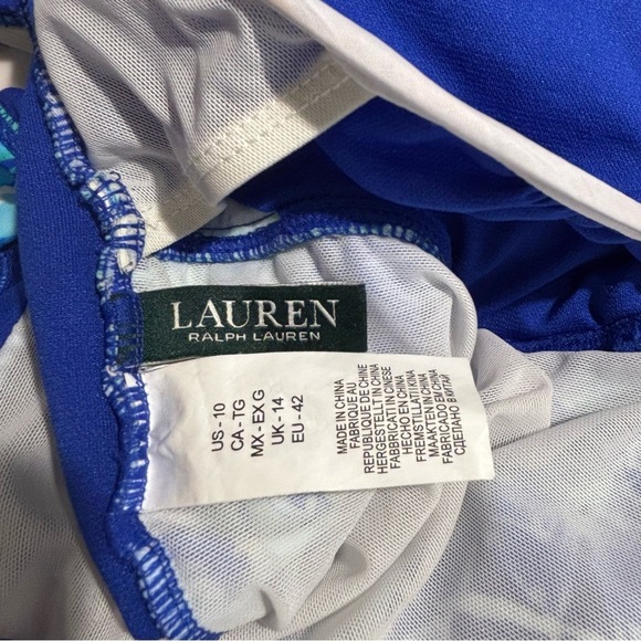 LAURE RALPH LAUREN Sz 10 One Piece Swimsuit Ruched Underwire Inside Mesh - Picture 10 of 11